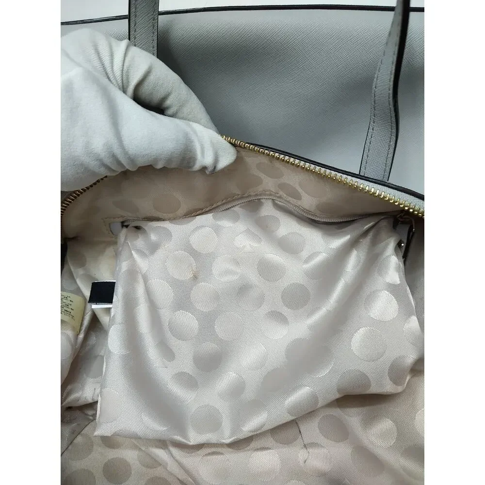 Kate Spade New York Light Blue Leather Dome Double Handles Zipper Satchel Bag